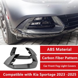 Yisuke 2PCS ABS Carbon Fiber Car Front Fog Light Lamp Covers Trim Compatible with Kia Sportage 2023 2024 2025 2026 Accessories