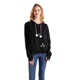 ALYC Unisex Hoodies Pet Holder Cat Dog Large Pouch Carriers Sweatshirt Cat Space Pullover Top Black