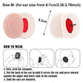 Bipl 2 Pairs of Earbags Ear Warmers for Women/Men, Winter Warmth Earmuffs, Enclosing Ear Totally, Soft Thickened Ear Warmers, Wind, Cold, Anti-Fall, for Autumn/Winter Earmuffs, white/pink