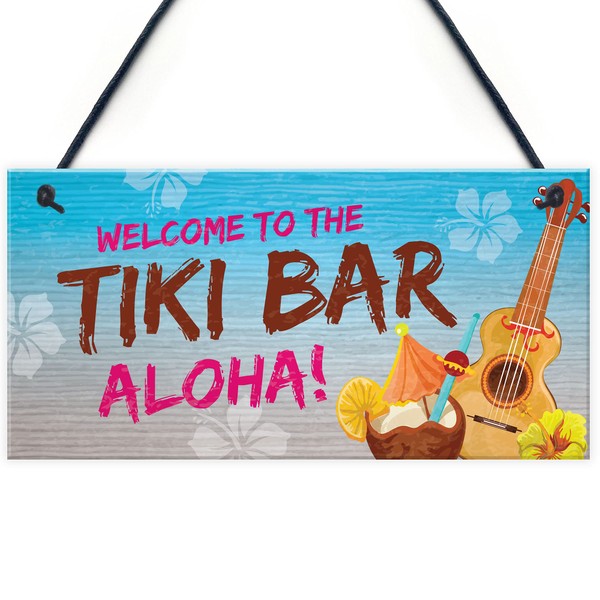 RED OCEAN Novelty Tiki Bar Welcome Sign For Home Bar