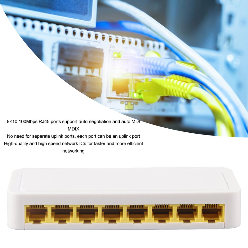 8 Port Ethernet Switch Professional Silent Operation Plug and Play