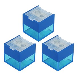 KUM AZ103.76.16-B - Pencil Sharpener with Container Cube M2, Blue, Multipack, Pack of 3, Double Container Sharpener