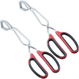 HINMAY Pinzas de tijera de acero inoxidable de 11 pulgadas resistentes para asar, juego de 2