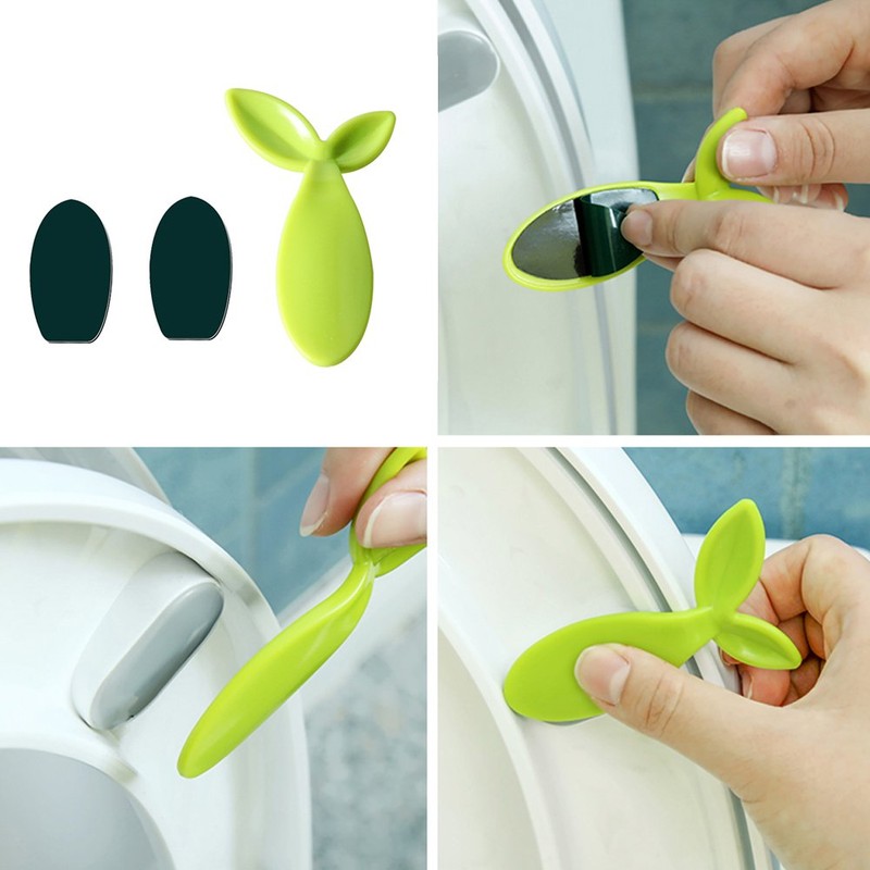 MinniLove Toilet Seat Handle Handle Handle Green Leaf Design Bathroom