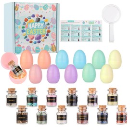 Munutix Filled Easter Eggs Fillers Set - Easter Basket Fillers for Teens,12Pcs Prefilled Easter Eggs with Natural Crystals & Rocks & Gemstones Eggs,Egg Hunt Gifts,Classroom Prize Supplies