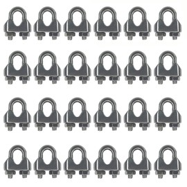 HEVERP 24PCS M4 5/32 Inches Stainless Steel Wire Rope Cable Clip Clamp