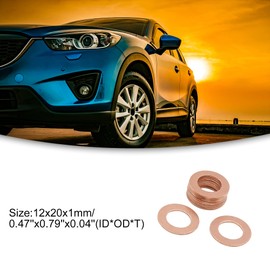 ACROPIX 12mm Inner Dia Copper Crush Washers Flat Car Sealing Gaskets Plate Rings Copper Tone - Pack of 10