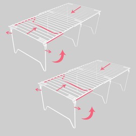 BUWZUJR 1/2-Piece Set freezer organizer,Stackable Cabinet Organizer Shelves,Foldable Pantry Shelf,Plate, Dish,Rustproof Metal Storage Organizer