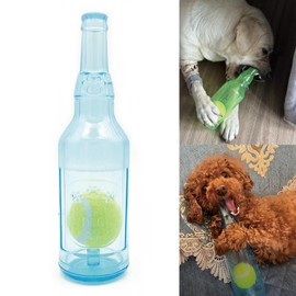 Mystoneer Water Bottle Dog Toy for Large and Small Dogs, Dog Toy Water Bottle Cruncher, Dog Water Toys for Large Dogs, Plastic Bottle Toys for Dogs with Tennis Ball, Squeaky Dog Toys (Blue*1, L)