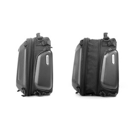 Rhinowalk Motorcycle Tail Bag Expandable Hard Shell Motorcycle Travel Luggage 12L-18L, Waterproof All Weather/Trunk/Rack Bag with Sissy Bar Straps - Carbon Black