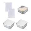 2 Pieces Aluminum Soap Dish with 2 Pieces Foaming Net,