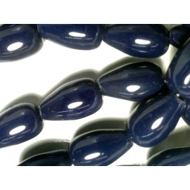 PRECIOSA VTG 50 NAVY BLUE OPAQUE GLASS 12mm FRINGE TEAR DROP BEADS #031013d