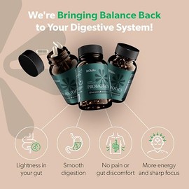 BIOMA Probiotics for Digestive Health, 3 in 1 Gut Health Probiotics and Prebiotics/Postbiotics, Slow Release Synbiotic Probiotic Capsules for Gut Health Multi Enzyme - New Improved Formula (60 Caps)