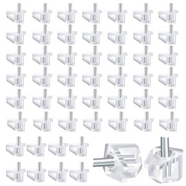 Pack of 50 Shelf Holders 5 mm Shelf Support Shelf & Cabinet Supports, Transparent Shelf Supports with Steel Pins - Shelf Pins Replacement Pegs for Wardrobe, Furniture & Bookshelf