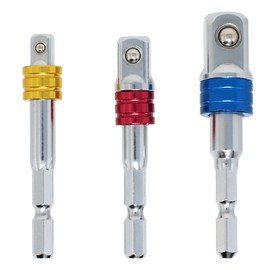 Kakuri SAS-3 Socket Adapter for Hex Shaft, Set of 3, Hex Shaft to Drive Angle 1/4", 3/8", 1/2"