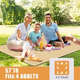 Picnic Outdoor Blankets Waterproof Extra Large - Beach Mat Sand Free Foldable with Carry Strap | Portable Camping Blanket | Park Blanket for Grass Park, Hiking, Travel, Concerts, Indoor (Yellow)