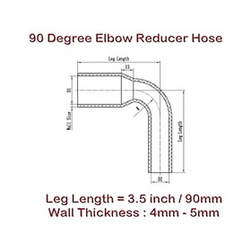 Autobahn88 Autobahn88 Automotive Silicone Hose Bend, 90-Deg Elbow Reducer Coupler, ID=3" to 2.25" (76 to 57mm), Leg Length 3.13" (80mm), Wall Thickness= 0.16" (4mm), 3-Ply, Blue