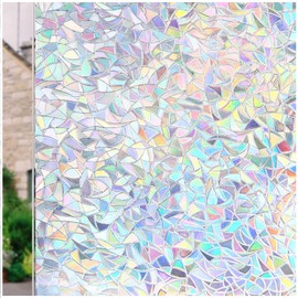 CottonColors Window Privacy Film 11.8"x78.7", Rainbow Window Film Decorative Window Film Heat Blocking Static Cling Suncatcher Window Film 3D Decals Window Clings for Glass Windows