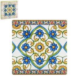LESSER & PAVEY Tuscany Ceramic Single Coaster Mediterranean Floral Art Design Vibrant Colour