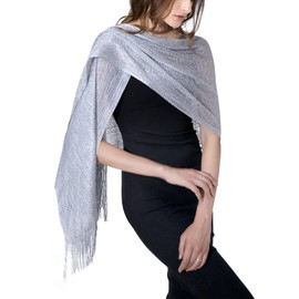 MissShorthair Women's Sparkle Shawls and Wraps for Party Dresses 01Metallic Silver Gray