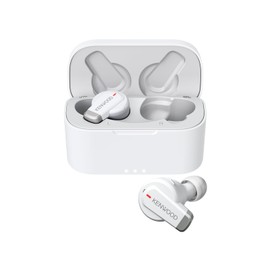 JVCKENWOOD KH-BIZ70T-WA Wireless Earbuds, Earphones, Bluetooth, Noise Canceling, White, Up to 21 Hr Playback, Captures Surrounding Sounds, Low Latency, Sticker Included