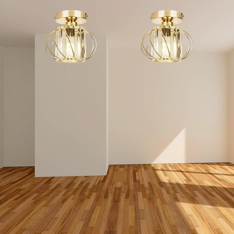 COOINJOY Modern LED Crystal Chandeliers Ceiling Light Fixture, Semi Flush