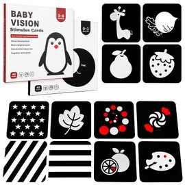 Newborn Essentials High Contrast Baby Sensory Cards, 40 Pcs Black and White Red Baby Flashcards Newborn Visual Stimulation Sensory Toys for Babies & Infants, 0-3-6 Months