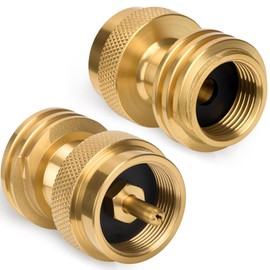 2 Pack 1lb Propane Tank Adapter, 20lb to 1lb Converter, Hook Up Small Propane Tanks When 20lb Ran Out, Solid Brass
