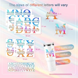 Janlaugh 10 Sheets UV DTF Cup Wraps Transfer Name Stickers for 30 40 oz Tumbler Alphabet Letter Decals Split Letter Monogram Stickers Tumbler Laptop Water Bottle DIY Crafts(Laser)