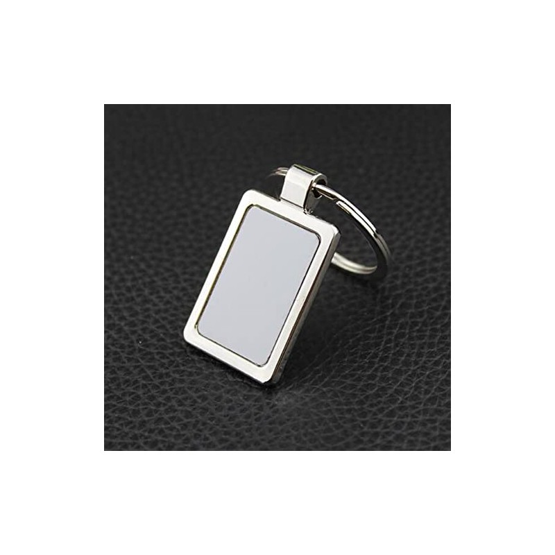 ARFUKA Keyring Stainless Steel Square Tag Pendant Car Key Ring