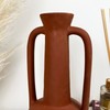 Tall Brown Vase Urn Double Handle Terracotta Roman Ceramic Flower