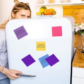 8 pcs 368 Sheets Lined Stick Notes,8 Bright Colors Self-Stick Notes,46 Sheets Per Pad,7.6 * 7.3cm Super Sticky Notes for Office School and Home, Meeting