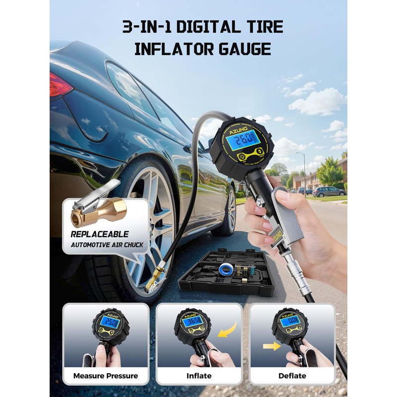 AZUNO Bike Tire Inflator with Pressure Gauge