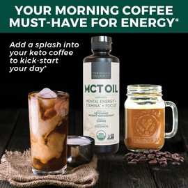 Viva Naturals Viva Naturals Organic MCT Oil 16 fl oz - Best MCT Oil Organic for Coffee, MCT Coconut Oil Supports Energy & Mental Clarity, USDA Organic, Non-GMO, Paleo & Keto Certified, MCT Wellness