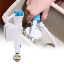 Toilet Fill Valve, Push Button Fill Valve Dual Flush Cistern Syphon Toilet Handle Replacement High Performance Toilet Repair Kits Bathroom Blue and White UK G1/2(Plastic) Easy to Install