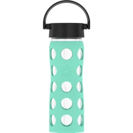 Lifefactory 16-Ounce BPA-Free Glass Water Bottle with Classic Cap and Protective Silicone Sleeve, Sea Green