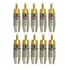 QMseller RCA Plug Solderless Gold Audio Video Adapter Cable Connector Cable Connector (10 Pack)