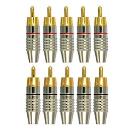 QMseller RCA Plug Solderless Gold Audio Video Adapter Cable Connector Cable Connector (10 Pack)