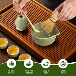 Matcha Set, 5 Pcs Matcha Kit Includes Matcha Bowl, Matcha Whisk, Whisk Stand, Bamboo Scoop, Spoon Rest, Japanese Tea Set for Matcha Lovers (Powder Not Included)