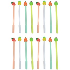 Fluent Writting Pen, 12 Pcs 0.38 mm Black Ink Fruits Shape Rolling Ball Cute Gel Ink Pen for Student and School Office Supplies (Fruits)