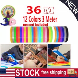 12 Color 3D Pen PCL Filament Refill 1.75mm Low Temperature Bright 3D Printing