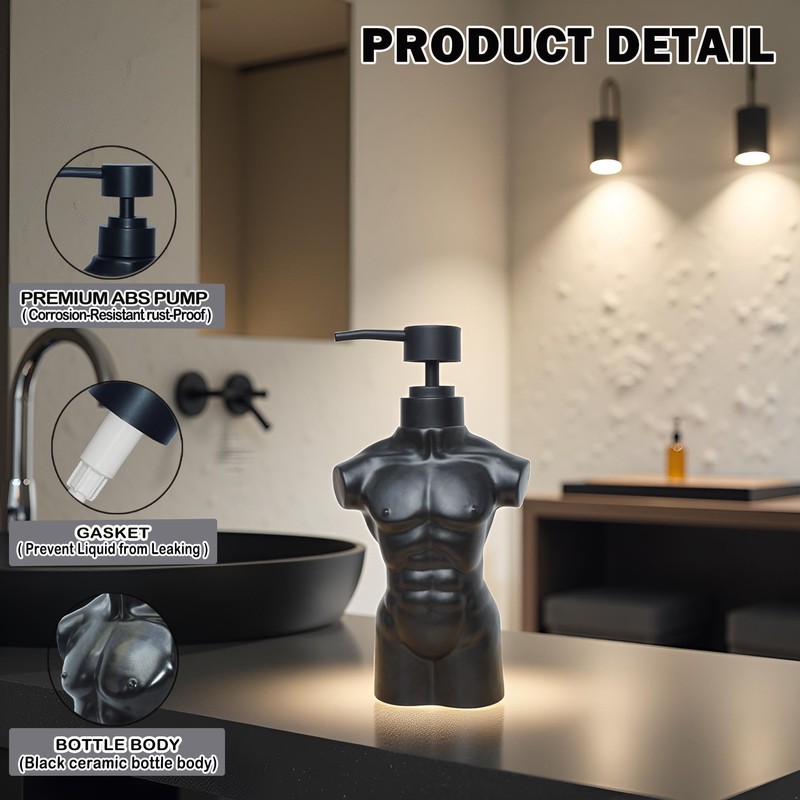 Ceramic Boy Soap Dispenser,Lotion and soap Dispenser Set Refillable Liquid