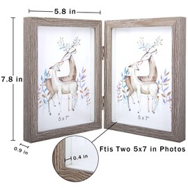 AVEAX Double 5x7 Picture Frame Grey Wood Photo Frame Shadow Box Frame