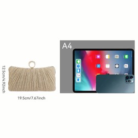 YYW Evening Handbag Women Gold Glitter Clutch Purse Pleated Wedding Clutch for Bridal Wedding Party, Gold, One Size, Elegant,sturdy