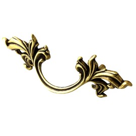 Antique Brass French Grape Leaf Drawer Pull Handle Centers: 3" for Antique Cabinet Doors, Dresser Drawers, Old Desk Furniture Hardware | DL-P2773-BB (10)