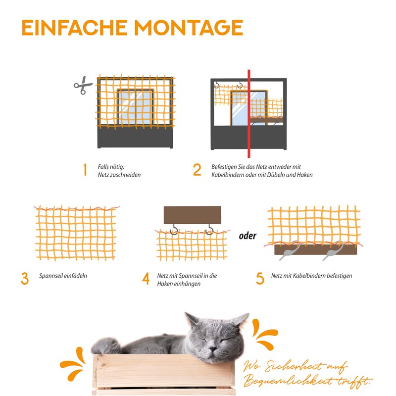 NEEZ Cat Net for Balcony and Window. Transparent Protective Net