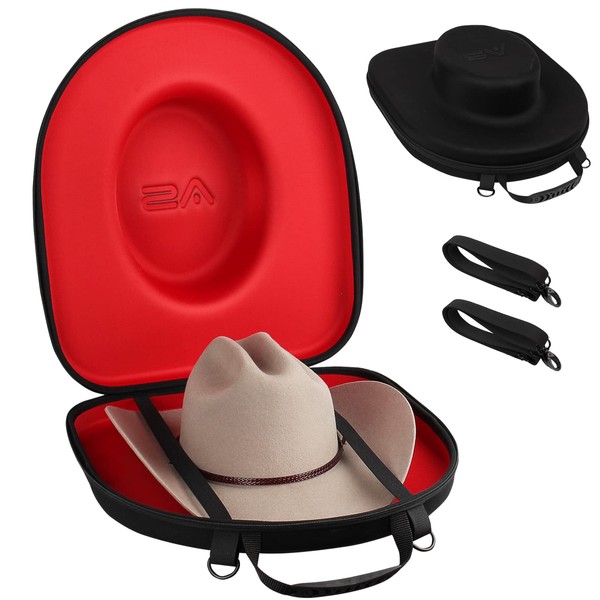 Anysiny Hat Carrier Case for Travel-Crush Proof Cowboy Hat Case Box Storage Organizer Protects up 2 Cowboy Hats for Stetson with Adjustable Carry Strap