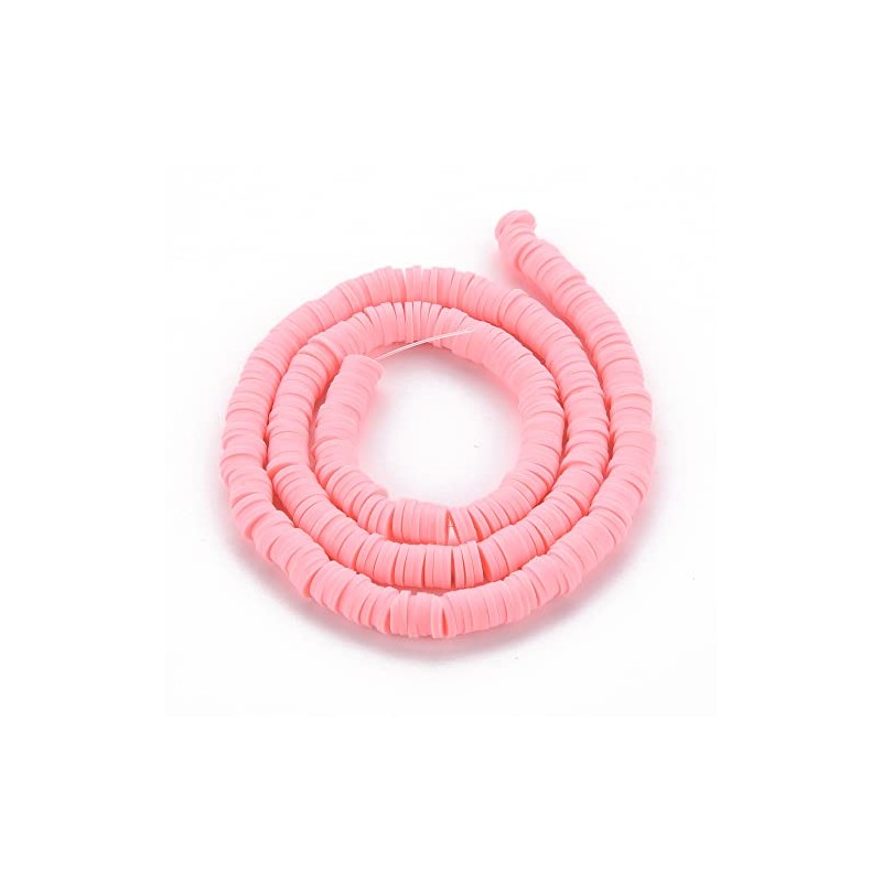 Handmade Polymer Clay Heishi Beads 6mm x 1mm – Pink