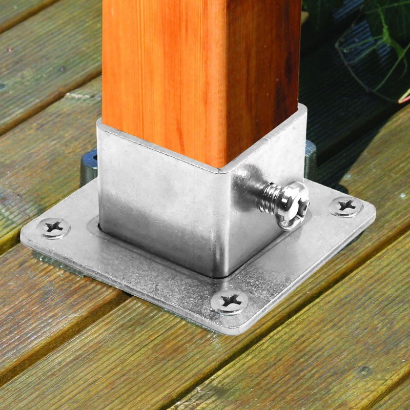 Aynaxcol 4Pcs Square Post Bases Flange Anchor Bases Stainless Steel