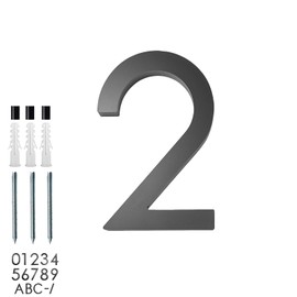 roslyong Floating House Number 5 Inch, Modern Outdoor Address Sign, Acrylic Solid Address Numbers with Nail Kit, Black Address Number 2